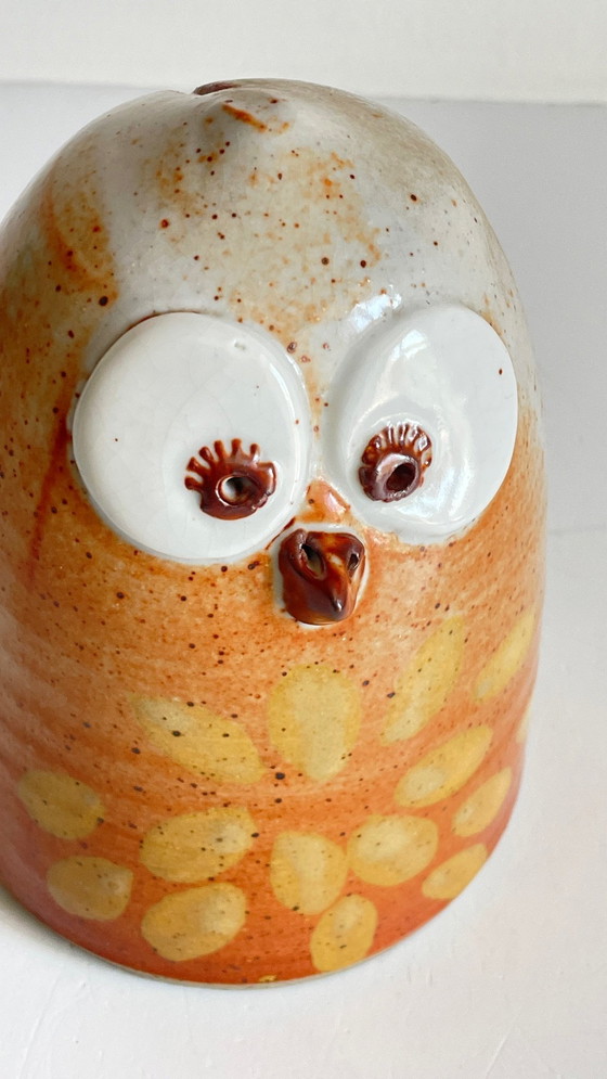 Image 1 of Tirelire Chouette en Grès Émaillé Vintage