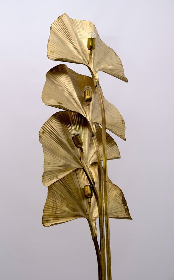 Image 1 of Tommaso Barbi Mid-Century Modern Italian Brass Floor Lamp "Ginkgo", 1970s