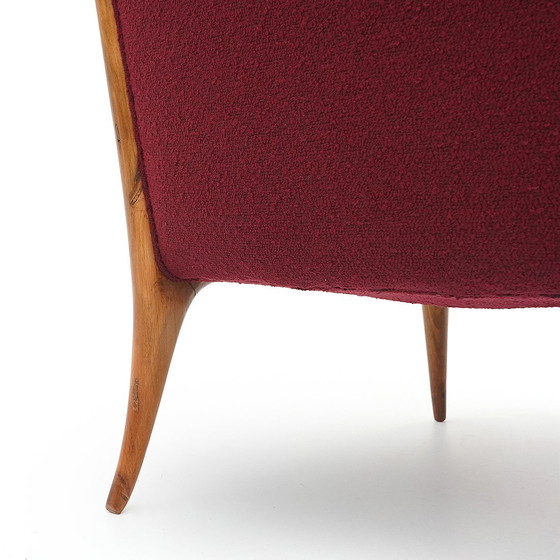 Image 1 of Paire de fauteuils en bois et bouclette, années 1940