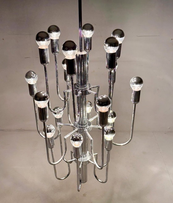 Image 1 of Mid-century chrome Sputnik chandelier by Gaetano Sciolari, Italy, 1970s