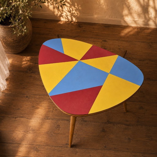 Czechoslovak Brussels Style Oak and Colored Umakart Table, 1950s