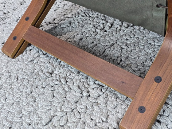 Image 1 of Sillón Rybo Rykken Ry-Wing de diseño de mediados de siglo en cuero verde oliva, Noruega, década de 1960