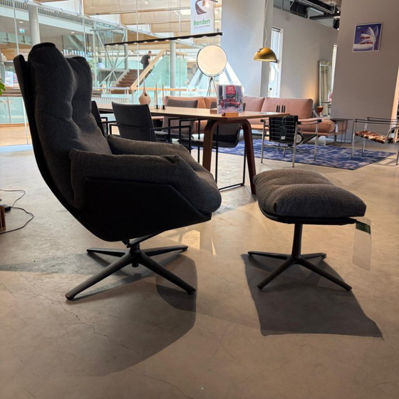 Cor Cordia Lounge Fauteuil avec pouf, Cuir, Métal, Noir (photo 2 sur 5)