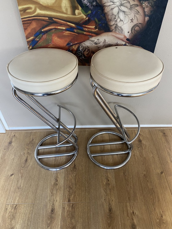 Image 1 of 2 vintage buisframe stalen barkrukken