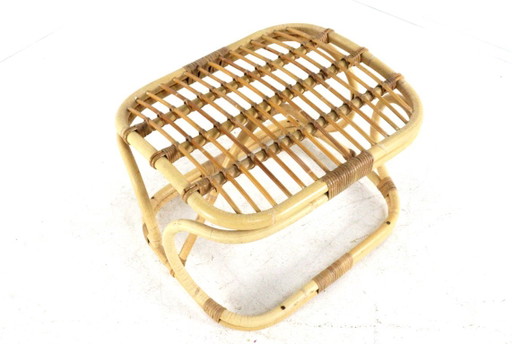 Vintage Rattan Footstool Pouf