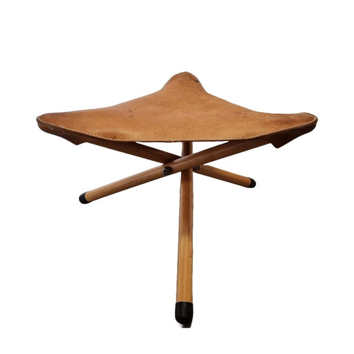 Vintage leather tripod stool
