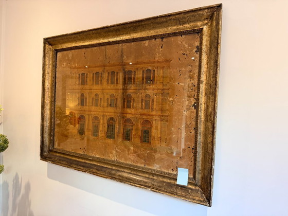 Image 1 of Oud schilderij op glas geschilderd 