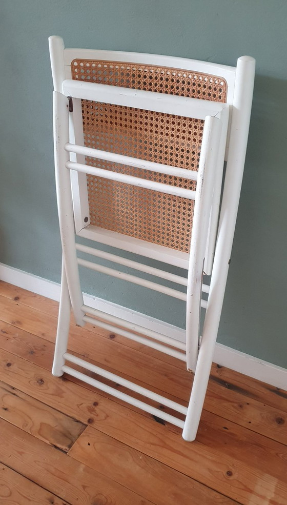 Image 1 of Set of 2 White Design folding chairs with cane / webbing upholstery