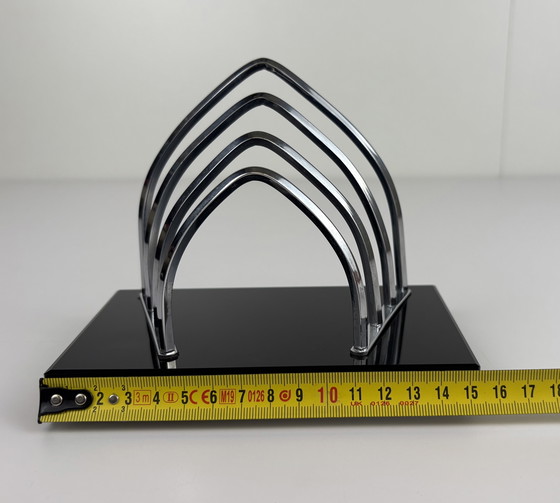 Image 1 of Vintage / antieken brievenstandaard enveloppe houder chroom glas 