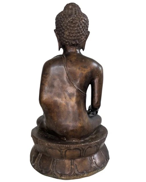 Antique 19th Century Bronze Thai Shan Buddha – 35cm – 3kg – Ritual Sealed – Sculpture (photo 5 of 10)
