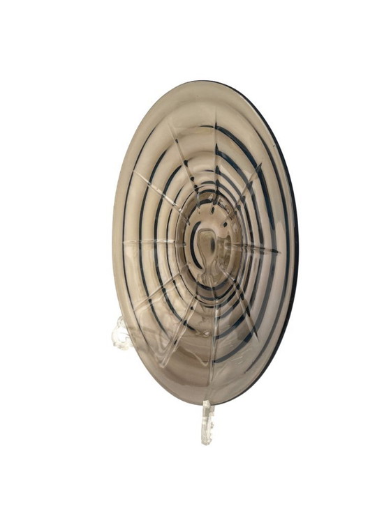 Image 1 of Belgian Design - Smoked Glass Art Deco Luxval Plate by Val Saint Lambert