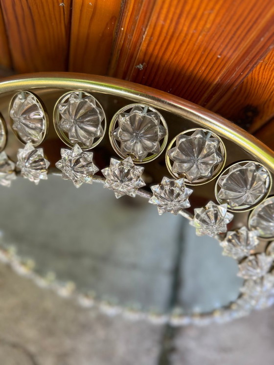 Vintage Illuminated Round Wall Mirror with Crystal Glass Stars, 1960s (photo 2 of 4)