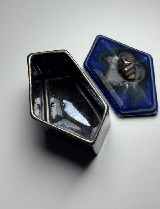 Image 1 of Boîte à couvercle Art Déco – Faïencerie de Thulin, Belgique, v. années 1930