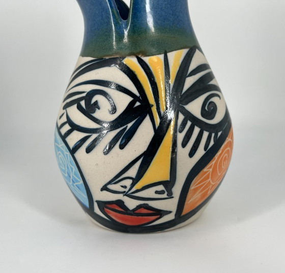 Image 1 of Alfonso Otero Regal “Picasso Face” Vase – Signed Art Ceramic / Cubist Design (20 cm)