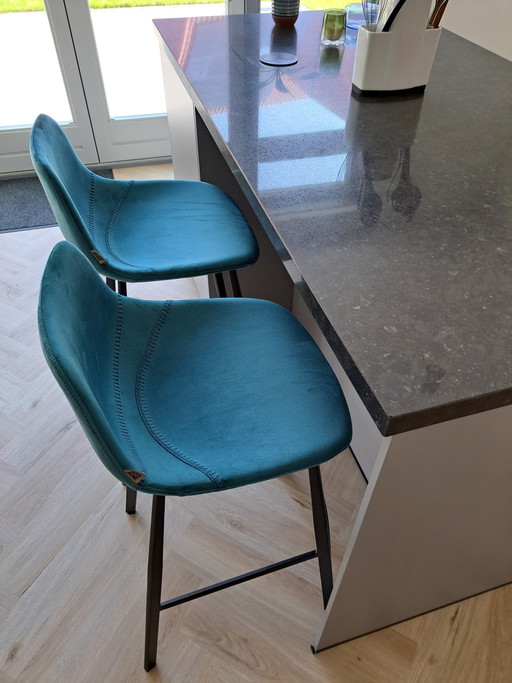 Dutch Bone Velvet Barkrukken Blauw (3)