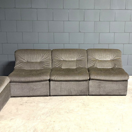 Image 1 of Modulares Sofa im Midcentury-Stil – Pepita-Samt – 1970er Jahre