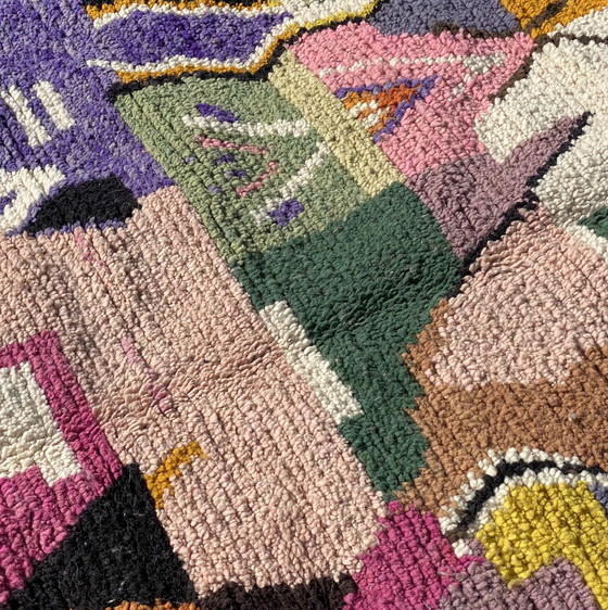 Image 1 of Uniek Handgemaakt Berber Tapijt – 100% Wol – 250 x 150 cm – Abstract & Kleurrijk Boujaad Design – Atlas Gebergte