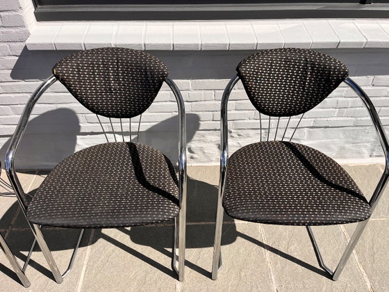 4 X Effezeta Chrome Dining Chair – Eetkamerstoelen, Metal, Textile (photo 3 of 9)
