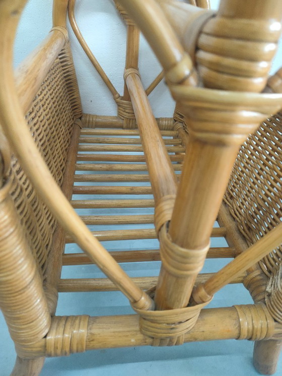 Image 1 of Portariviste vintage in rattan, cestino portariviste, portariviste, anni '70.