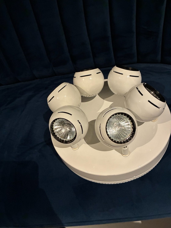 Rare Vintage Örsjö Puck Ceiling Light, 6-light, Åke Hultgren, Örsjö Belysning, Metal, White (photo 3 of 15)