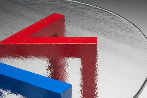 Image 1 of Postmodern Dining Table with Hand-Blown Glass Top, Italy, 1980s