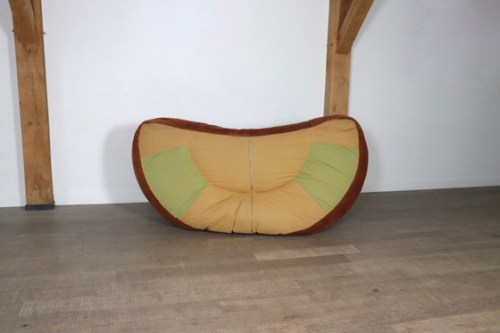 Image 1 of Canapé Croissant en cuir cognac par Raphael Raffel pour Honore Paris, 1970