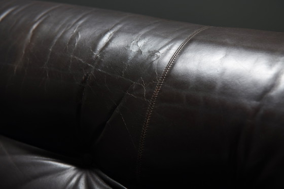 Image 1 of Afra & Tobia Scarpa “Soriana” 3-Seater Sofa in Dark Chocolate Leather - Cassina.