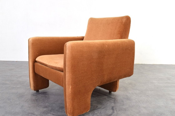 Vintage Italian Lounge Chair in Copper Velour, 1970s., Armchairs, Textile, Orange (photo 8 of 10)