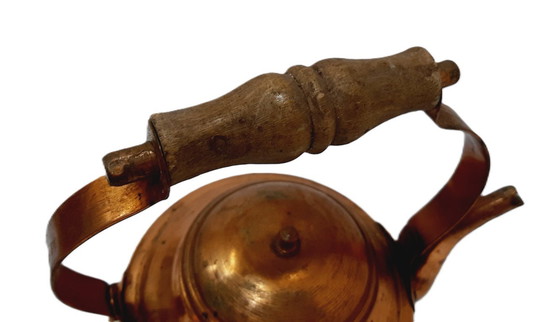 Image 1 of Vintage copper kettle/teapot with a wooden handle