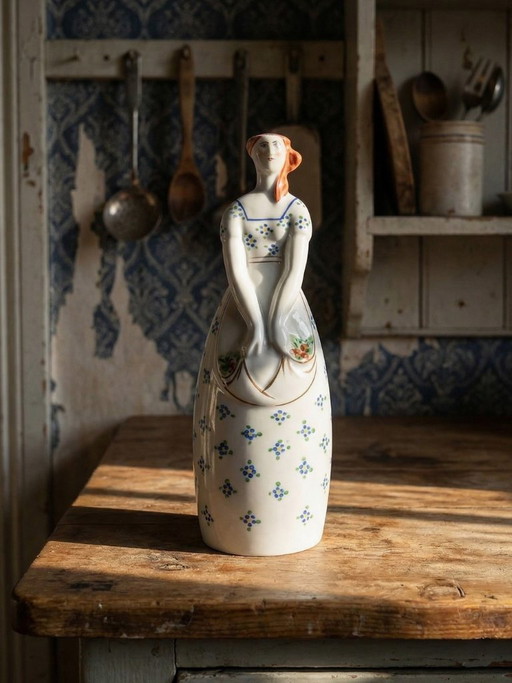 Rare antique collectible porcelain bottle by Michelaud Limoges, Robj Paris style
