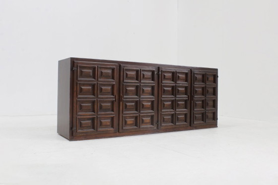 Vintage Spanish Brutalist Sideboard Credenza – Wood (photo 5 of 9)