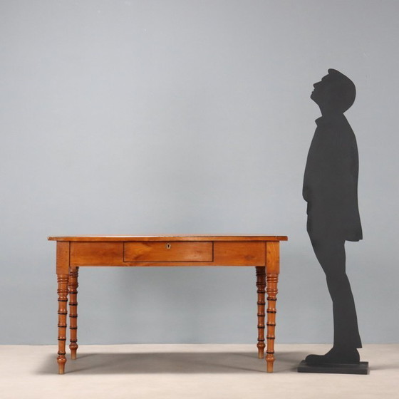 Image 1 of Cherry table with ebonized moldings