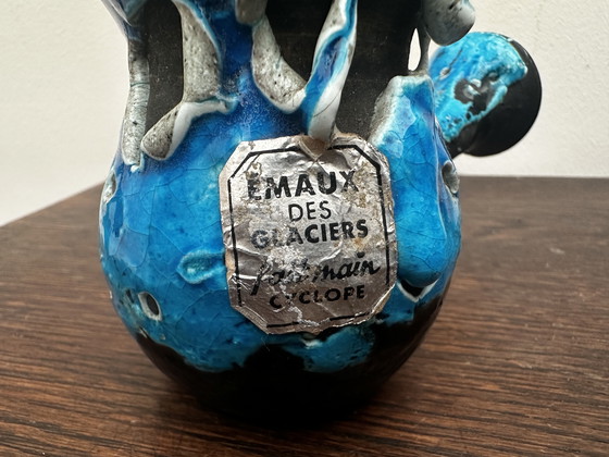 Image 1 of Vintage decoratieve kan - Keramiek Émaux des Glaciers Atelier du Cyclope Annecy