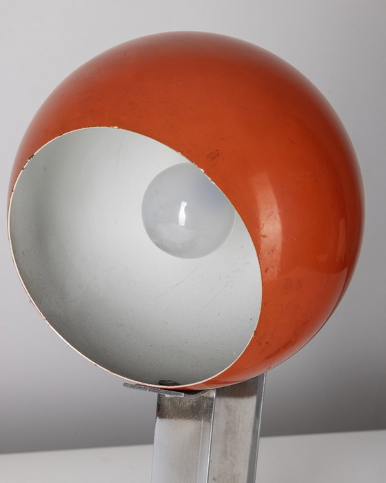 Image 1 of Vintage 1960S Table Lamp In Marble And Orange Metal Italian Design 