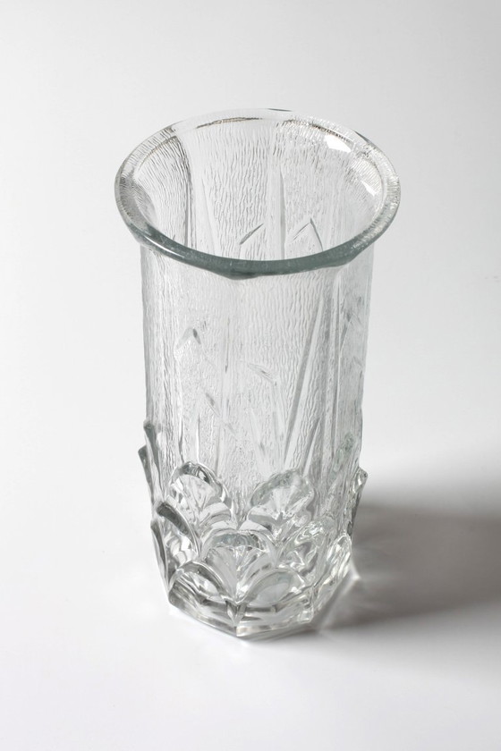 Image 1 of Mid-Century Textured Glass Vase: Fidenza Italian Leaf Pattern, 1970s