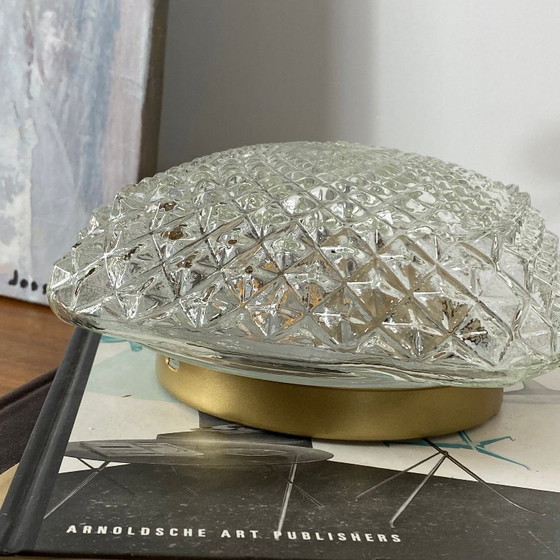 Small square wall/ceiling light, clear glass, vintage style, 1970s-1980s (photo 3 of 9)