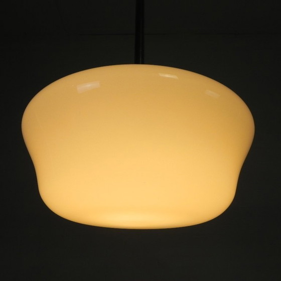 Image 1 of Art Deco pendant lamp with white glass shade, 1930s