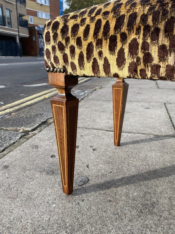Image 1 of 1950s Paolo Buffa Stool In Silk Velvet Cheetah By Jim Thompson Seat Italy Restored And Upholstered