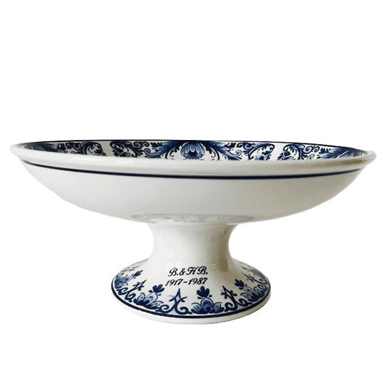Image 1 of Portafrutta vintage blu Delft a piedi 't Delftse Huys, anni '80
