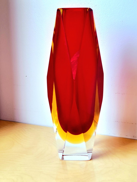 Image 1 of Sommerso prism vase, Flavio Poli, Murano 1970