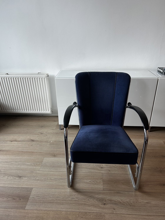 Image 1 of Gispen Fauteuil 412 blauer Stoff