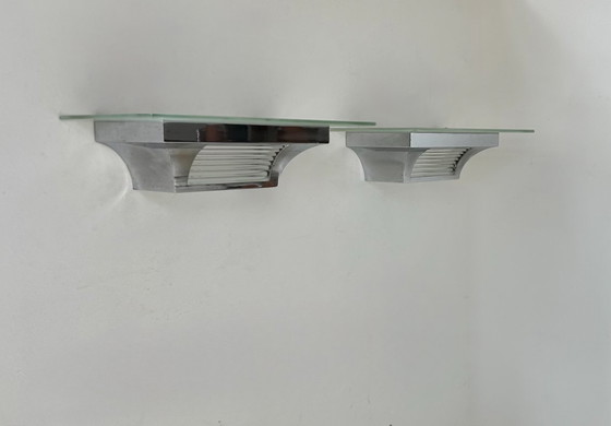 Image 1 of Coppia di applique moderniste Henri Petitot, ottone cromato, Francia, 1930