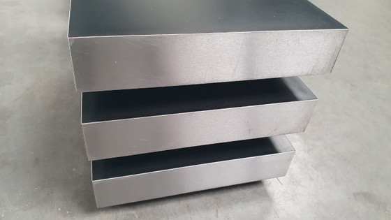 Vintage Roche Bobois Willy Rizzo Attr Salontafels 70s Design – lamine, Metal (photo 17 of 23)