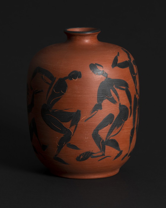Image 1 of Einzigartige handbemalte Studio-Keramik-Künstler-Vase Dietmar Liedke Karlsruher Majolika