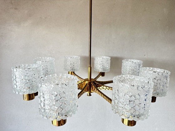 Vintage Brutalistische Kroonluchter – Glass, Metal (photo 8 of 15)
