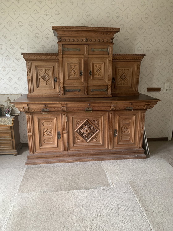 Image 1 of Credenza antica in rovere, vintage, stile country, rara, originale