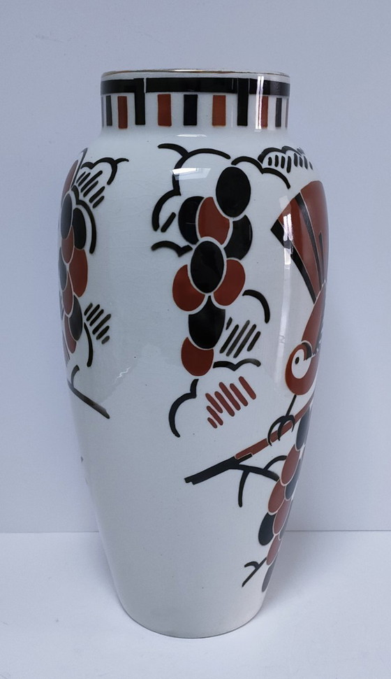 Image 1 of Art Deco vase by Keller Guérin, "Ceylon" bird