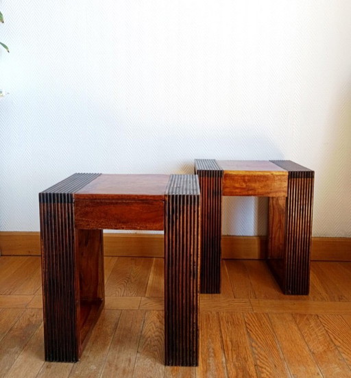 2x bedside tables in exotic wood