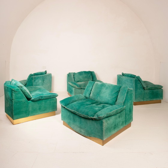 Set van 3 Stropiccio Fauteuils van Luciano Frigerio voor Frigerio di Desio, 1970 – Modulaire banken, Suede (photo 16 of 18)