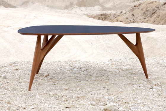 Image 1 of Luxury Ted ONE Dining Table 240x120 Grey Laminate & Solid Sapelli Mahogany Custom Made Italy